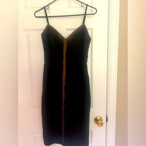 Black Ice Jeans pencil fit dress with bronze/gold trim accent